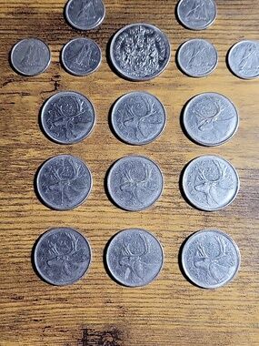 Vintage 1969 Canadian Coin Lot - Silver Tone Coins